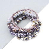 Bracelet Set 5 Pcs Trendy Multilayer Purple Gray Crystal Blue Enamel Bracelet
